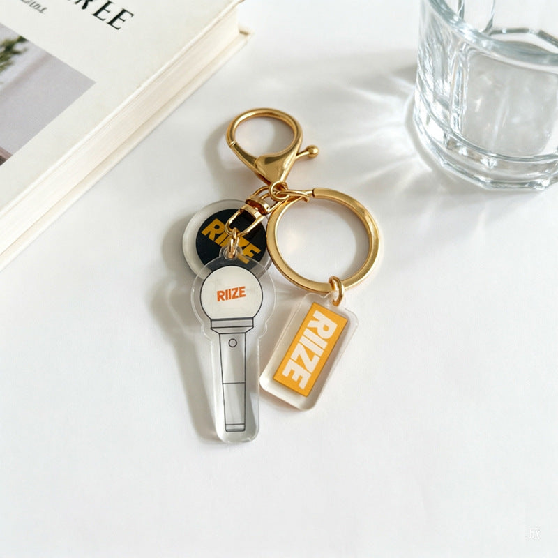 Custom Kpop Style Acrylic Light Keychain  Cartoon Photo Pendant for Gifts Souvenirs Fans