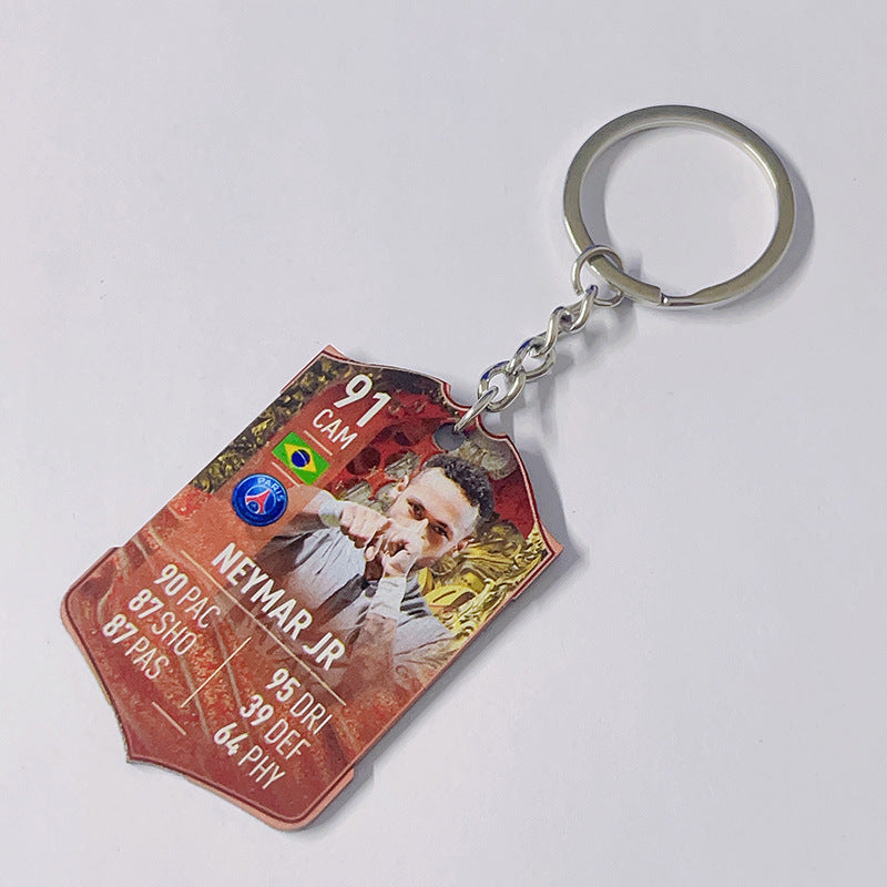 Football Player Scorecard Acrylic Keychain | UV Printed Sports Fan Collectible
