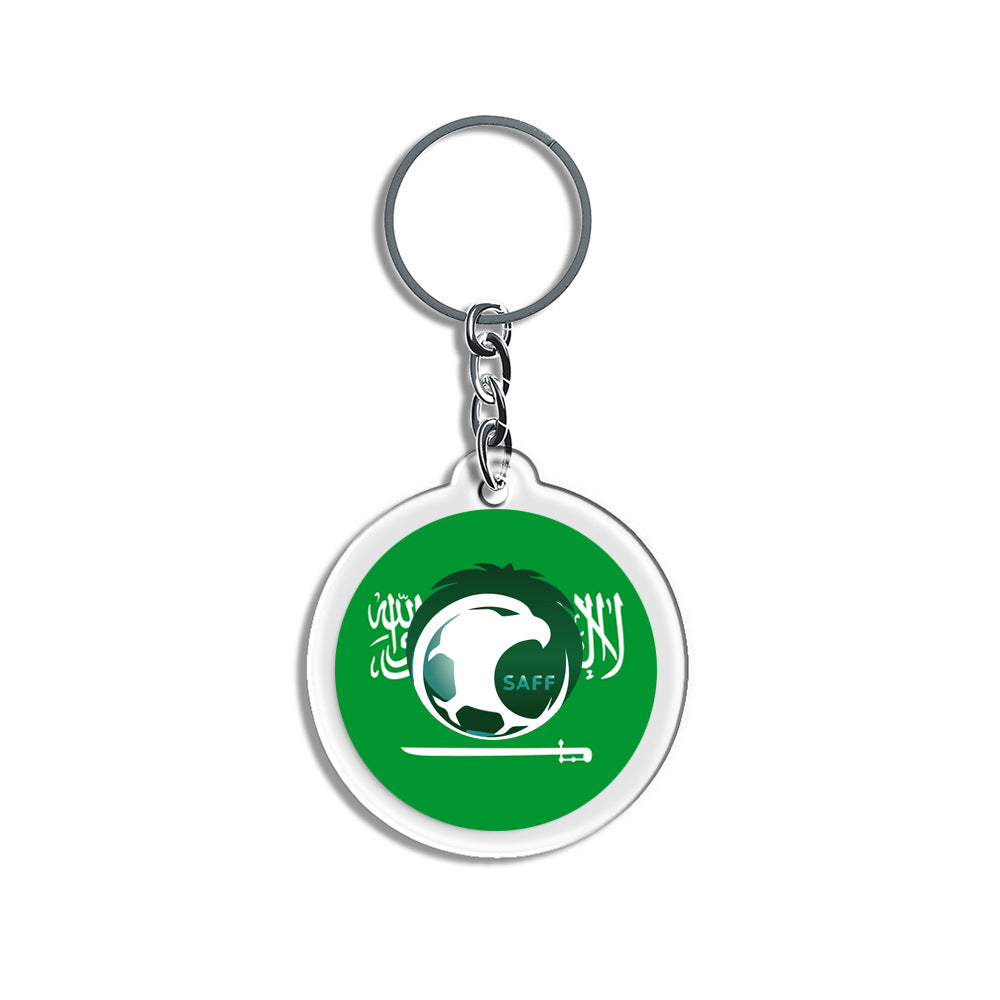 2026 Football National Flag Acrylic Keychain | Round Sports Fan Souvenir