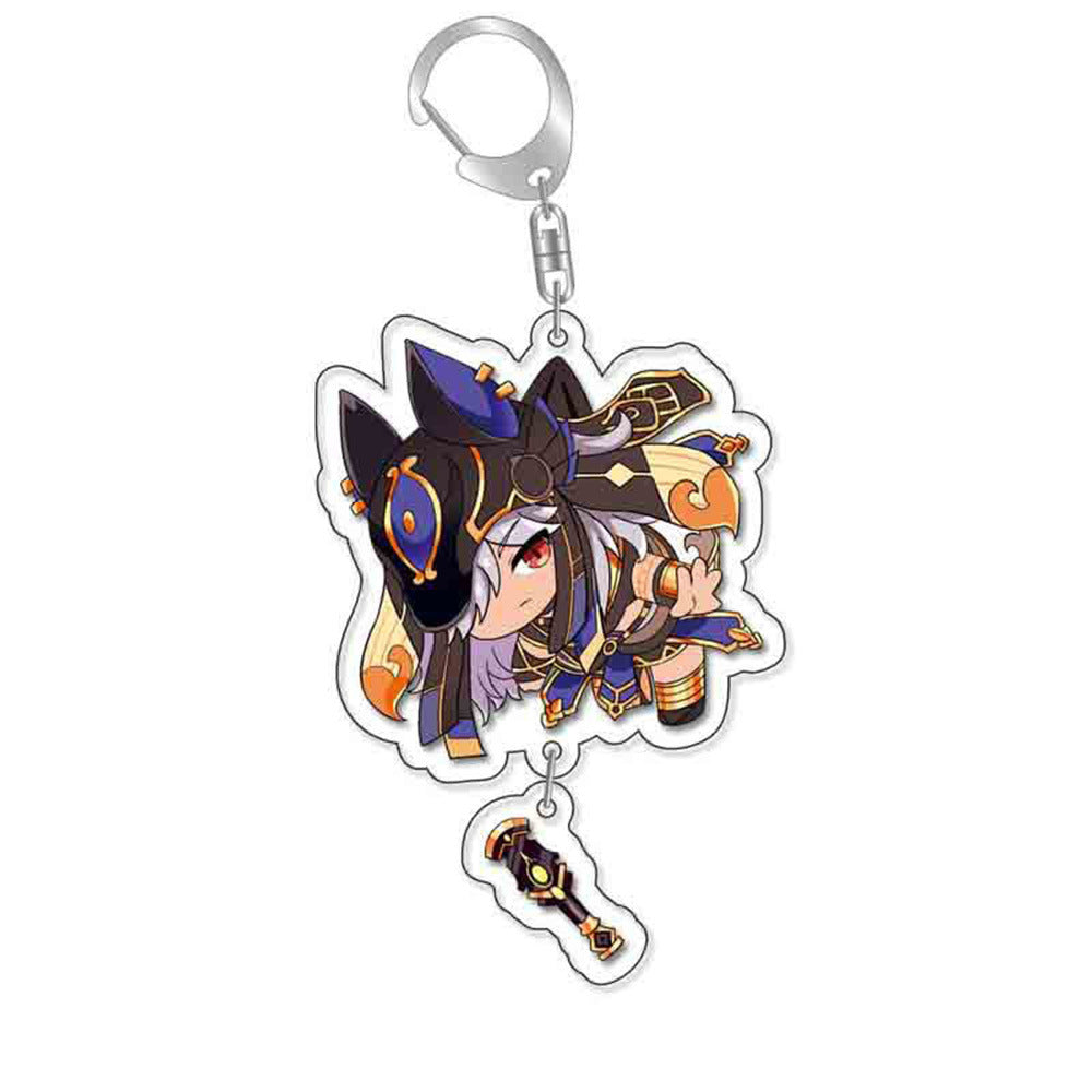 Custom Keychain UV Printed Genshin Cosplay Fan Gift Transparent Holographic Acrylic Keychain