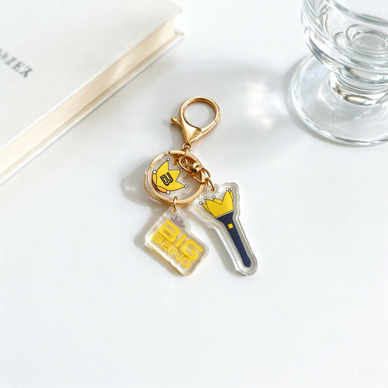 Custom Kpop Style Acrylic Light Keychain  Cartoon Photo Pendant for Gifts Souvenirs Fans
