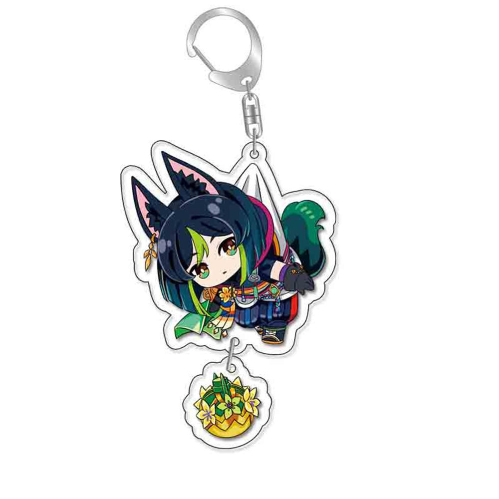 Custom Keychain UV Printed Genshin Cosplay Fan Gift Transparent Holographic Acrylic Keychain