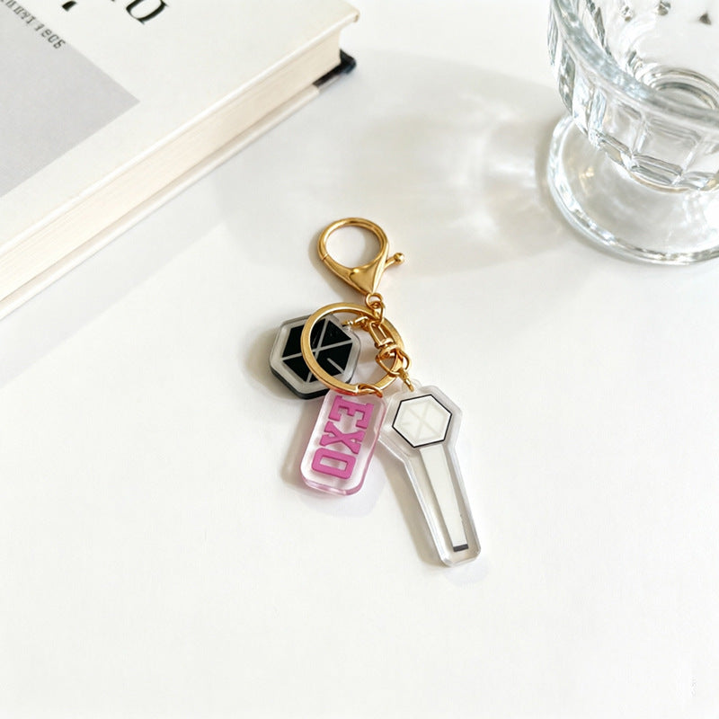 Custom Kpop Style Acrylic Light Keychain  Cartoon Photo Pendant for Gifts Souvenirs Fans