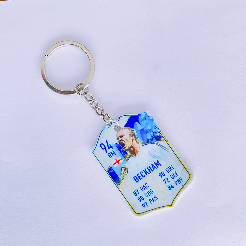 Football Player Scorecard Acrylic Keychain | UV Printed Sports Fan Collectible