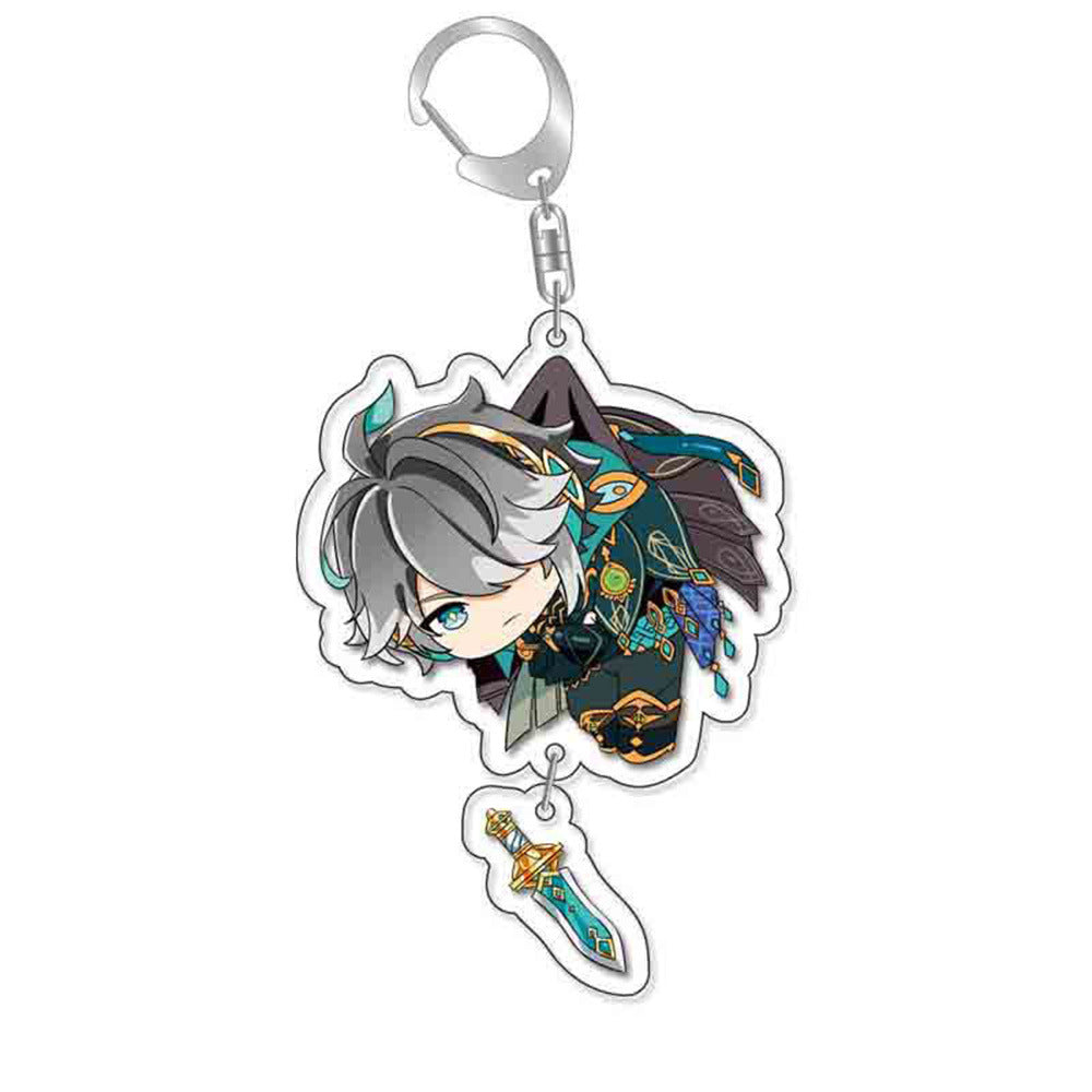 Custom Keychain UV Printed Genshin Cosplay Fan Gift Transparent Holographic Acrylic Keychain