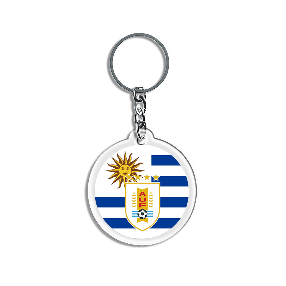 2026 Football National Flag Acrylic Keychain | Round Sports Fan Souvenir