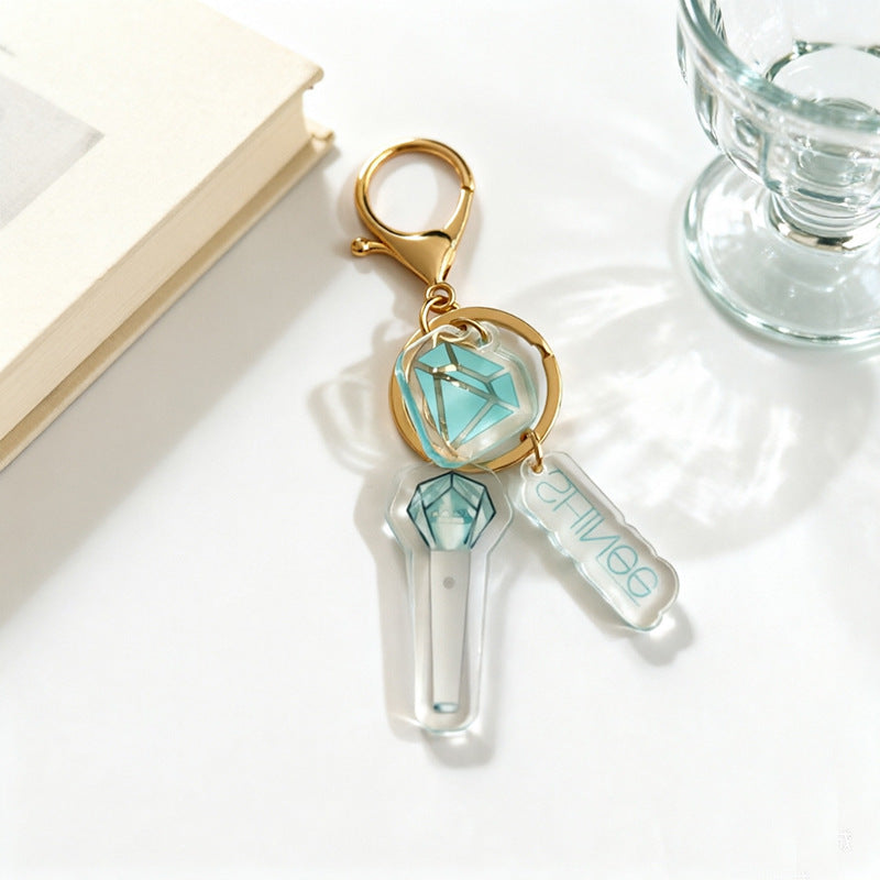 Custom Kpop Style Acrylic Light Keychain  Cartoon Photo Pendant for Gifts Souvenirs Fans