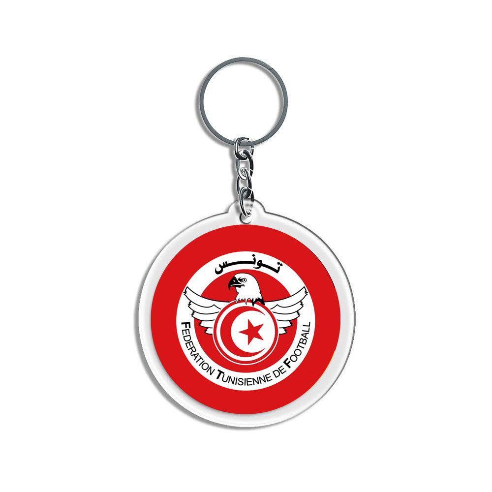 2026 Football National Flag Acrylic Keychain | Round Sports Fan Souvenir