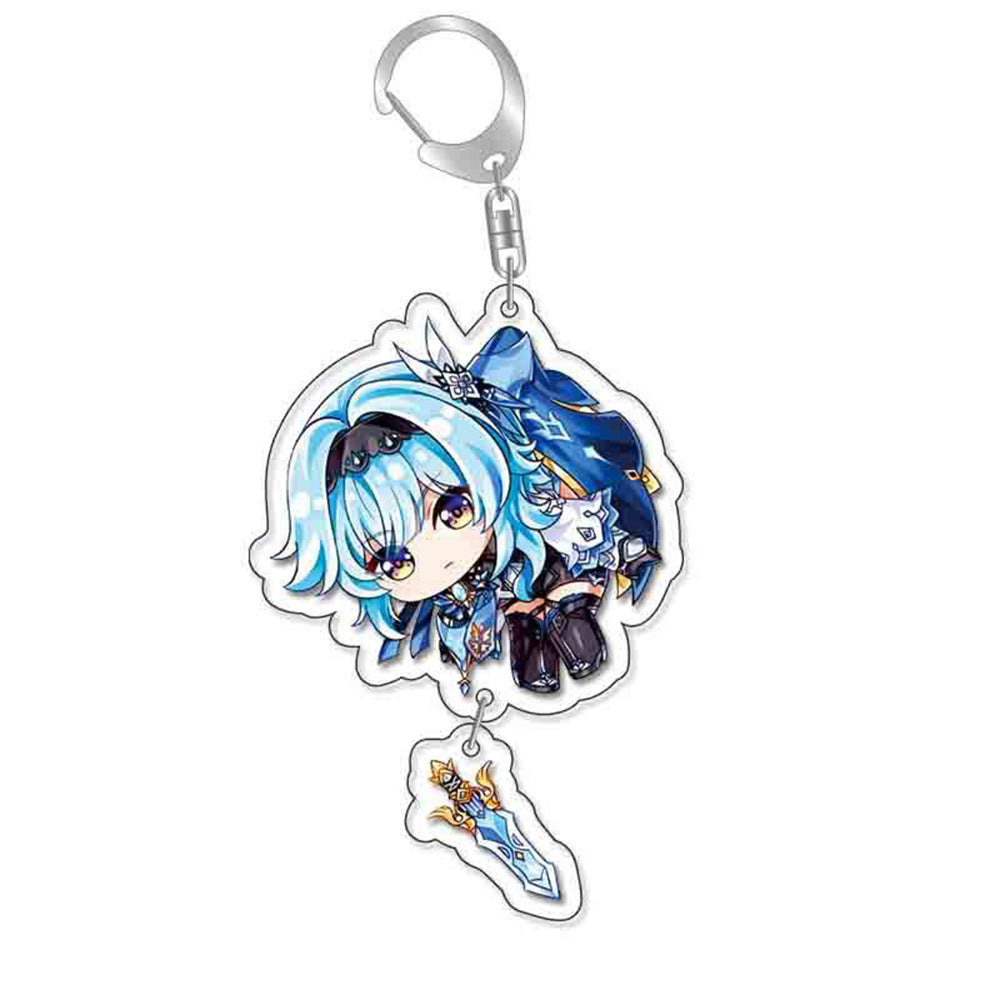 Custom Keychain UV Printed Genshin Cosplay Fan Gift Transparent Holographic Acrylic Keychain