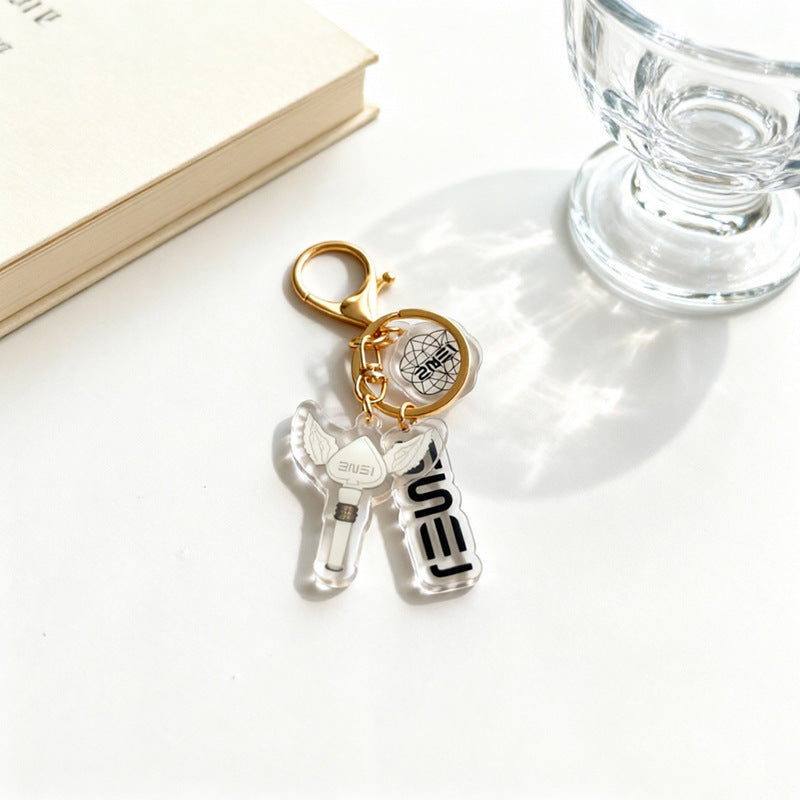Custom Kpop Style Acrylic Light Keychain  Cartoon Photo Pendant for Gifts Souvenirs Fans