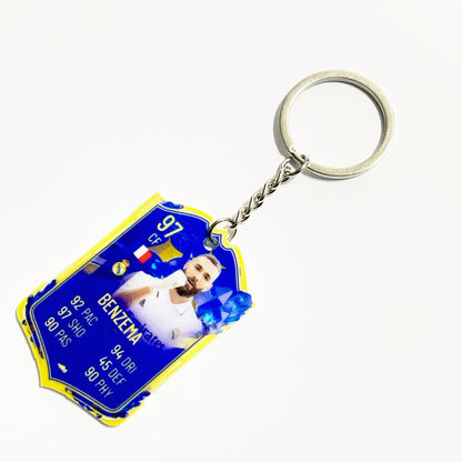 Football Player Scorecard Acrylic Keychain | UV Printed Sports Fan Collectible