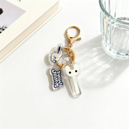 Custom Kpop Style Acrylic Light Keychain  Cartoon Photo Pendant for Gifts Souvenirs Fans