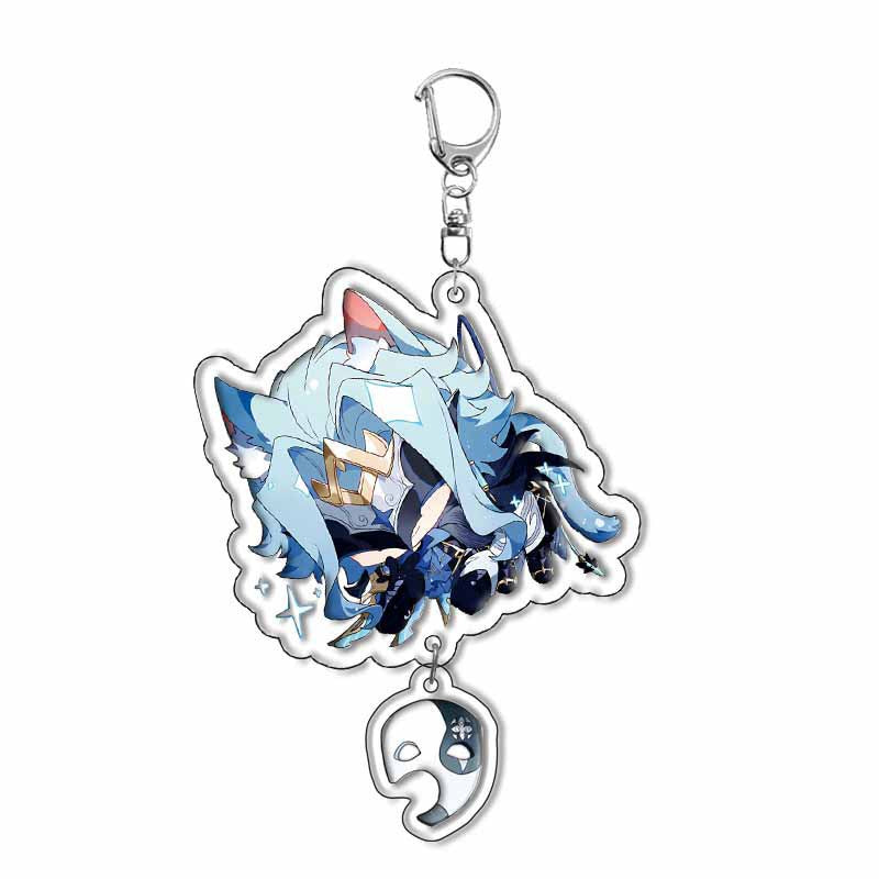 Custom Keychain UV Printed Genshin Cosplay Fan Gift Transparent Holographic Acrylic Keychain