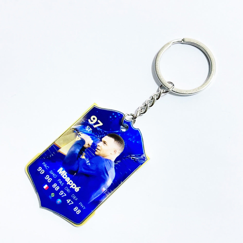 Football Player Scorecard Acrylic Keychain | UV Printed Sports Fan Collectible