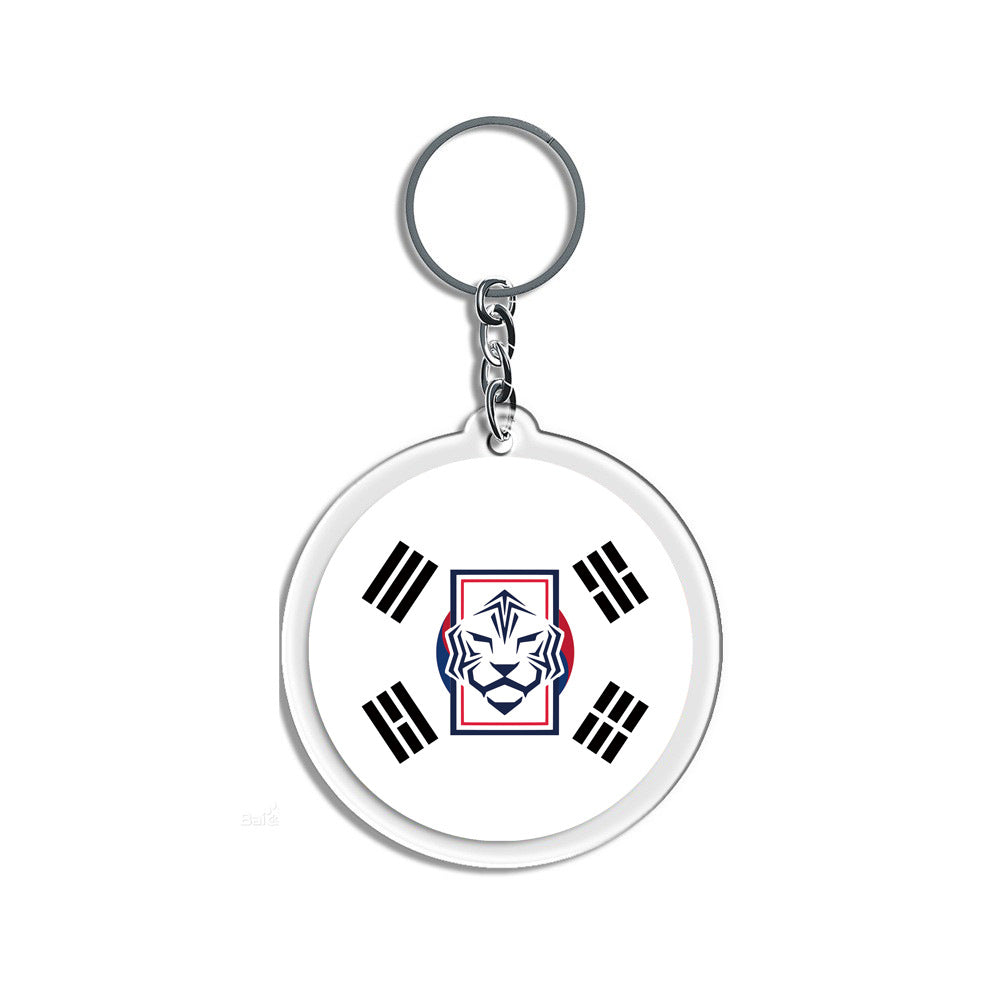 2026 Football National Flag Acrylic Keychain | Round Sports Fan Souvenir