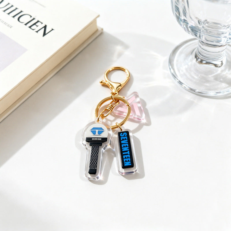 Custom Kpop Style Acrylic Light Keychain  Cartoon Photo Pendant for Gifts Souvenirs Fans