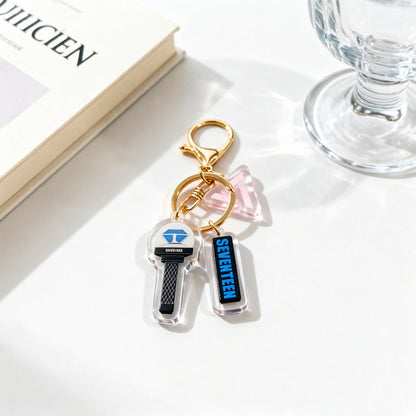 Custom Kpop Style Acrylic Light Keychain  Cartoon Photo Pendant for Gifts Souvenirs Fans