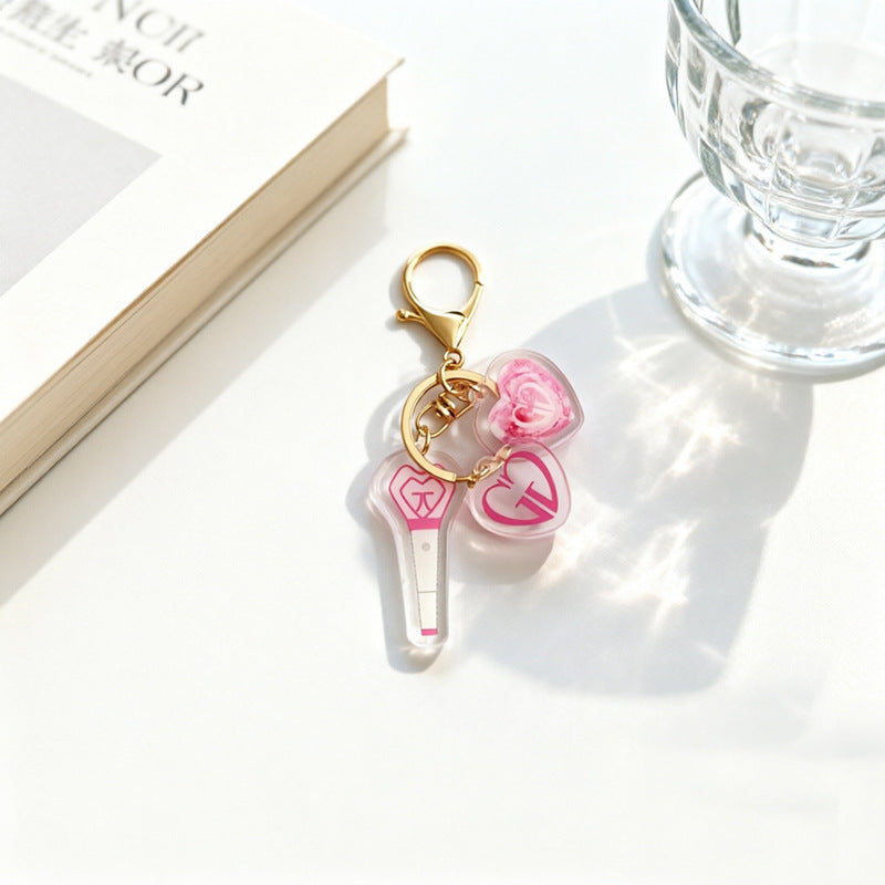 Custom Kpop Style Acrylic Light Keychain  Cartoon Photo Pendant for Gifts Souvenirs Fans