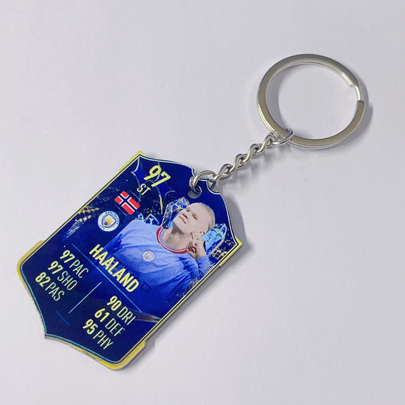 Football Player Scorecard Acrylic Keychain | UV Printed Sports Fan Collectible