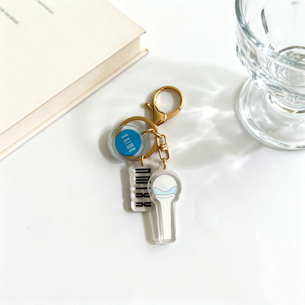 Custom Kpop Style Acrylic Light Keychain  Cartoon Photo Pendant for Gifts Souvenirs Fans