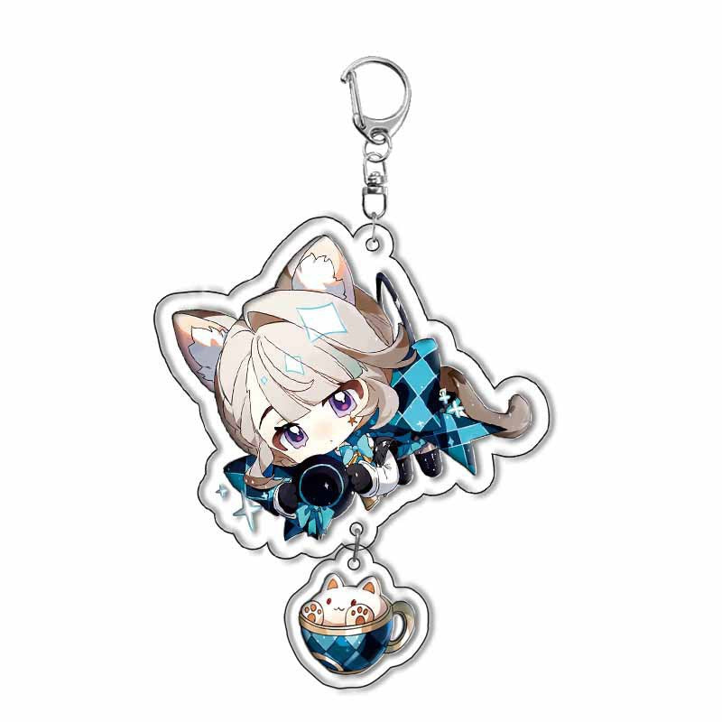 Custom Keychain UV Printed Genshin Cosplay Fan Gift Transparent Holographic Acrylic Keychain