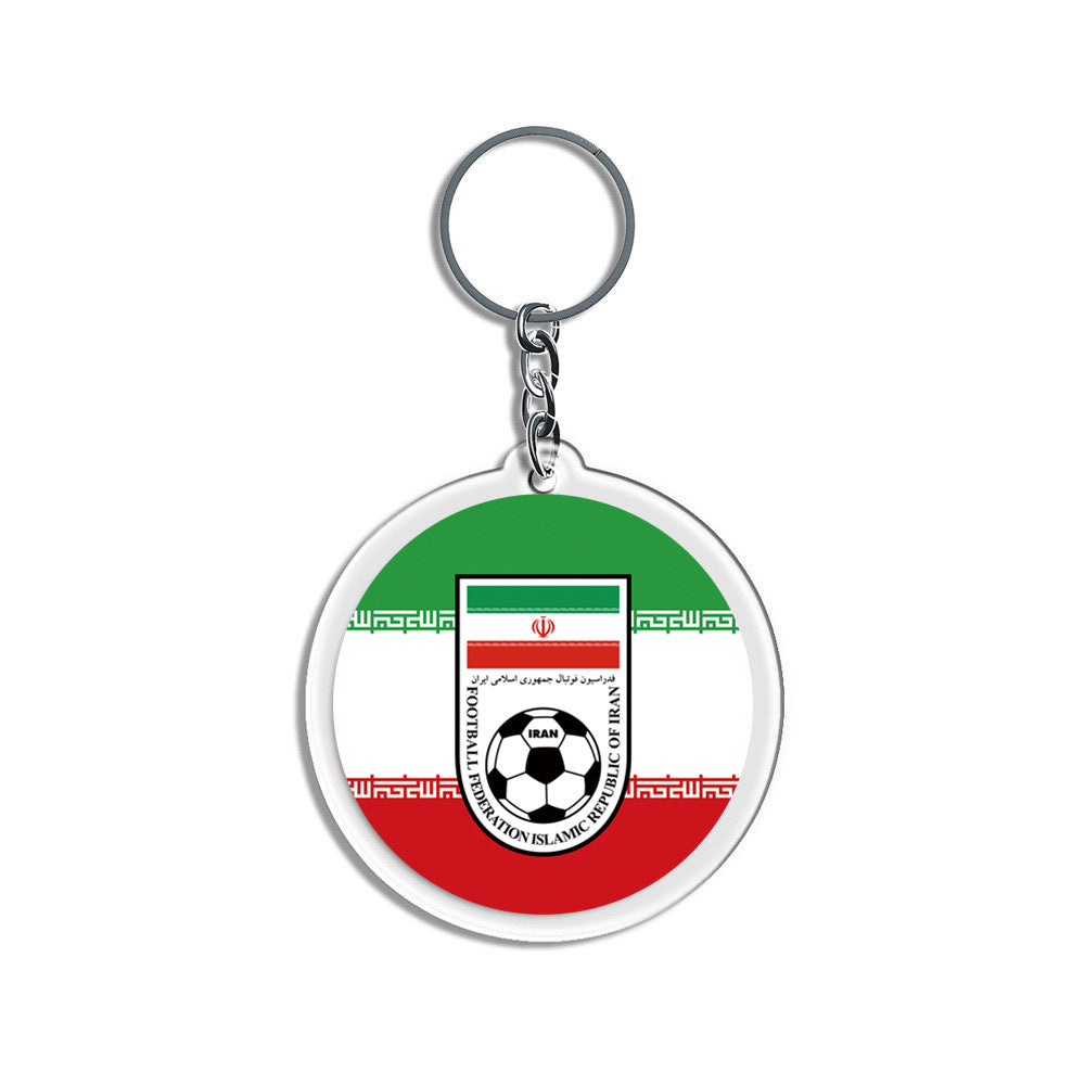 2026 Football National Flag Acrylic Keychain | Round Sports Fan Souvenir