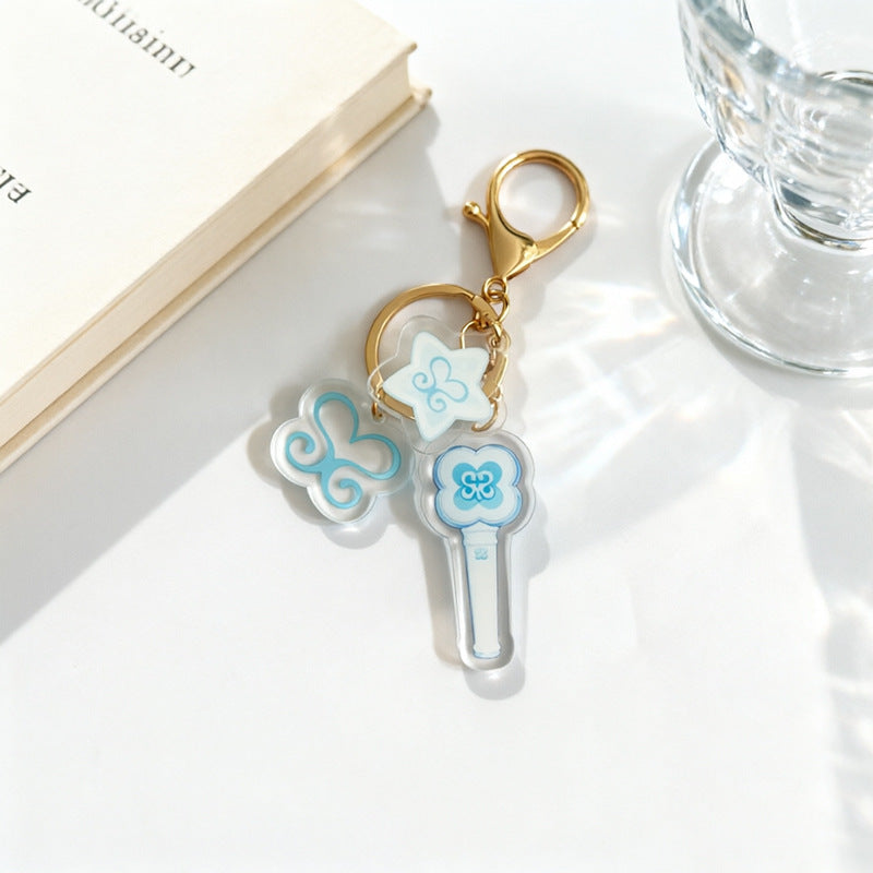 Custom Kpop Style Acrylic Light Keychain  Cartoon Photo Pendant for Gifts Souvenirs Fans