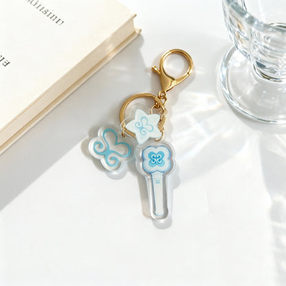 Custom Kpop Style Acrylic Light Keychain  Cartoon Photo Pendant for Gifts Souvenirs Fans