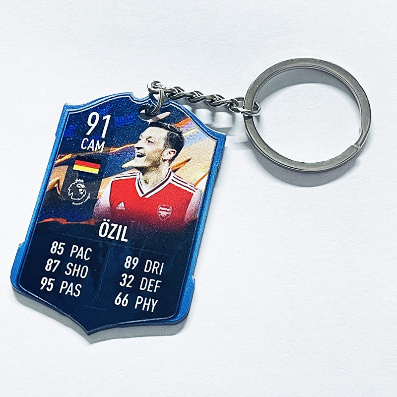 Football Player Scorecard Acrylic Keychain | UV Printed Sports Fan Collectible