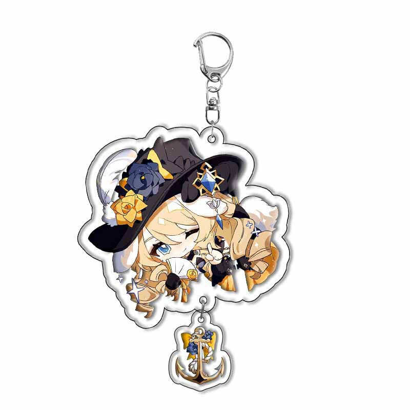 Custom Keychain UV Printed Genshin Cosplay Fan Gift Transparent Holographic Acrylic Keychain