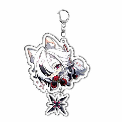Custom Keychain UV Printed Genshin Cosplay Fan Gift Transparent Holographic Acrylic Keychain