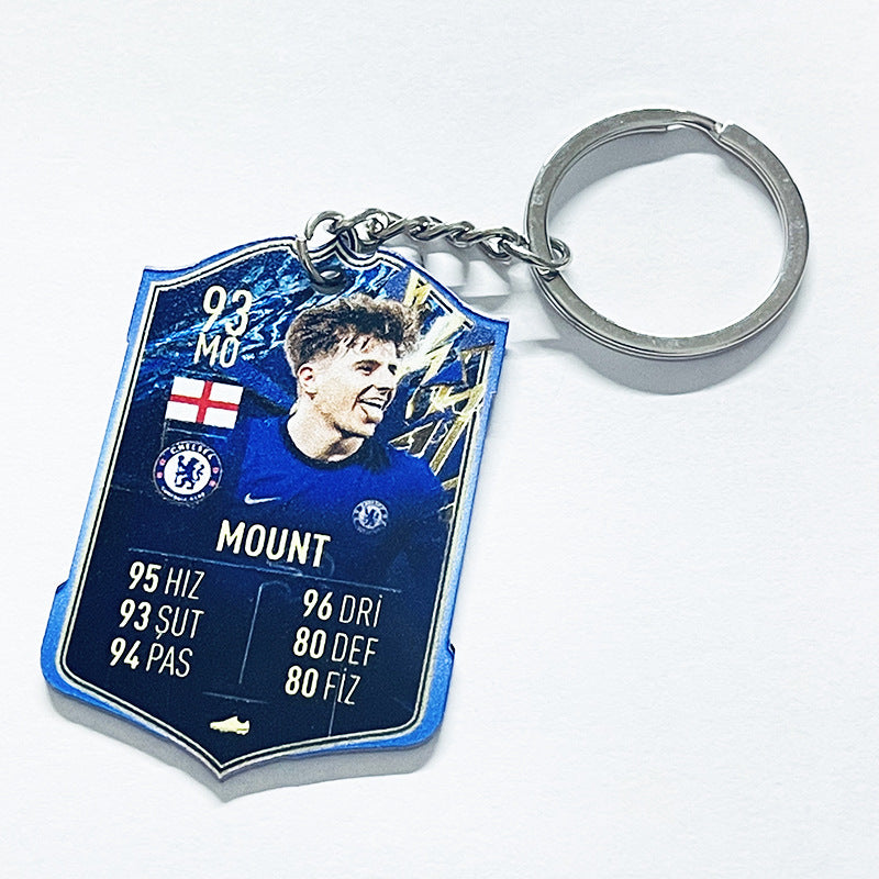 Football Player Scorecard Acrylic Keychain | UV Printed Sports Fan Collectible