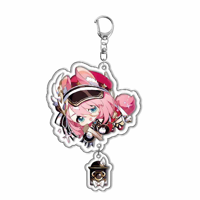 Custom Keychain UV Printed Genshin Cosplay Fan Gift Transparent Holographic Acrylic Keychain