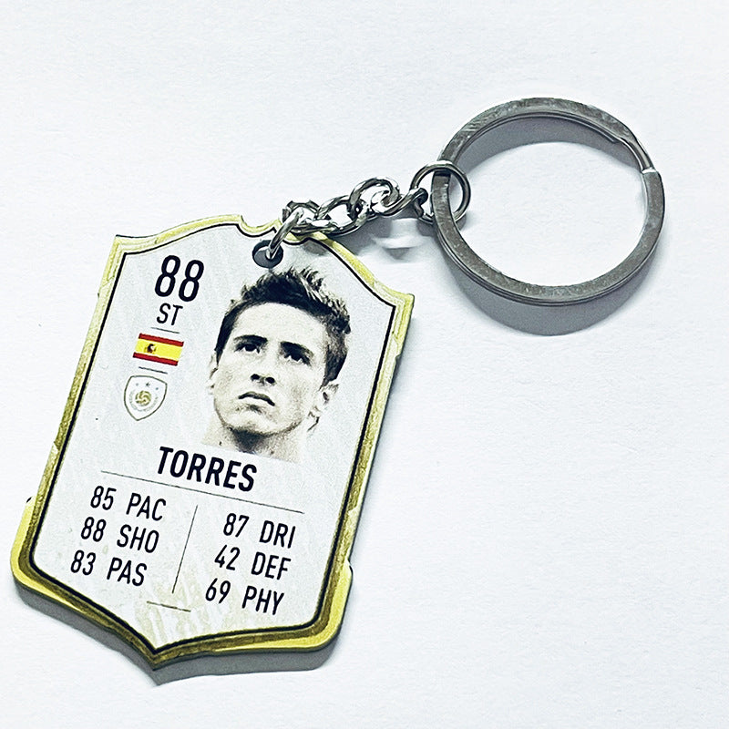 Football Player Scorecard Acrylic Keychain | UV Printed Sports Fan Collectible
