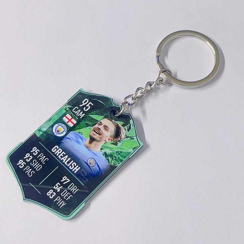 Football Player Scorecard Acrylic Keychain | UV Printed Sports Fan Collectible