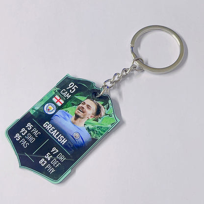 Football Player Scorecard Acrylic Keychain | UV Printed Sports Fan Collectible