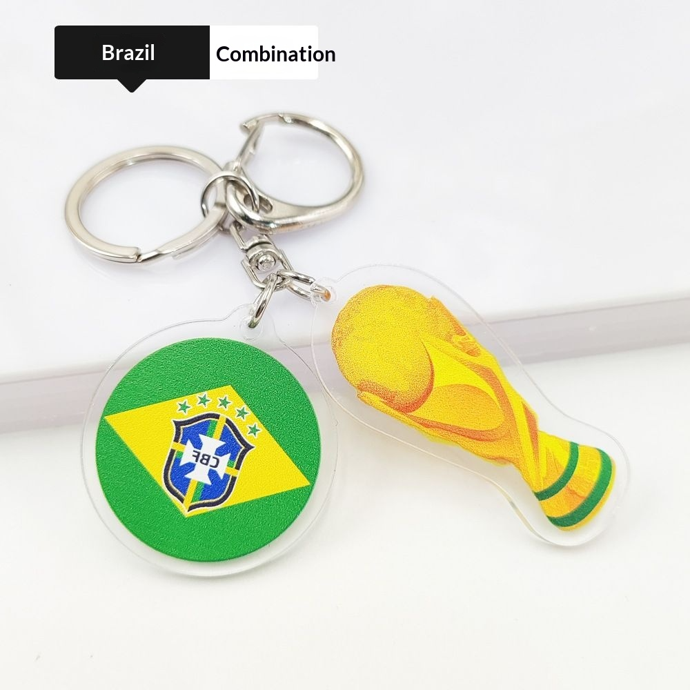2026 Football World Cup National Flag & Trophy Acrylic Keychain Set
