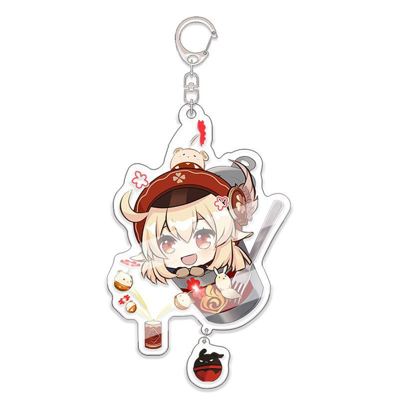 Custom Keychain UV Printed Genshin Cosplay Fan Gift Transparent Holographic Acrylic Keychain
