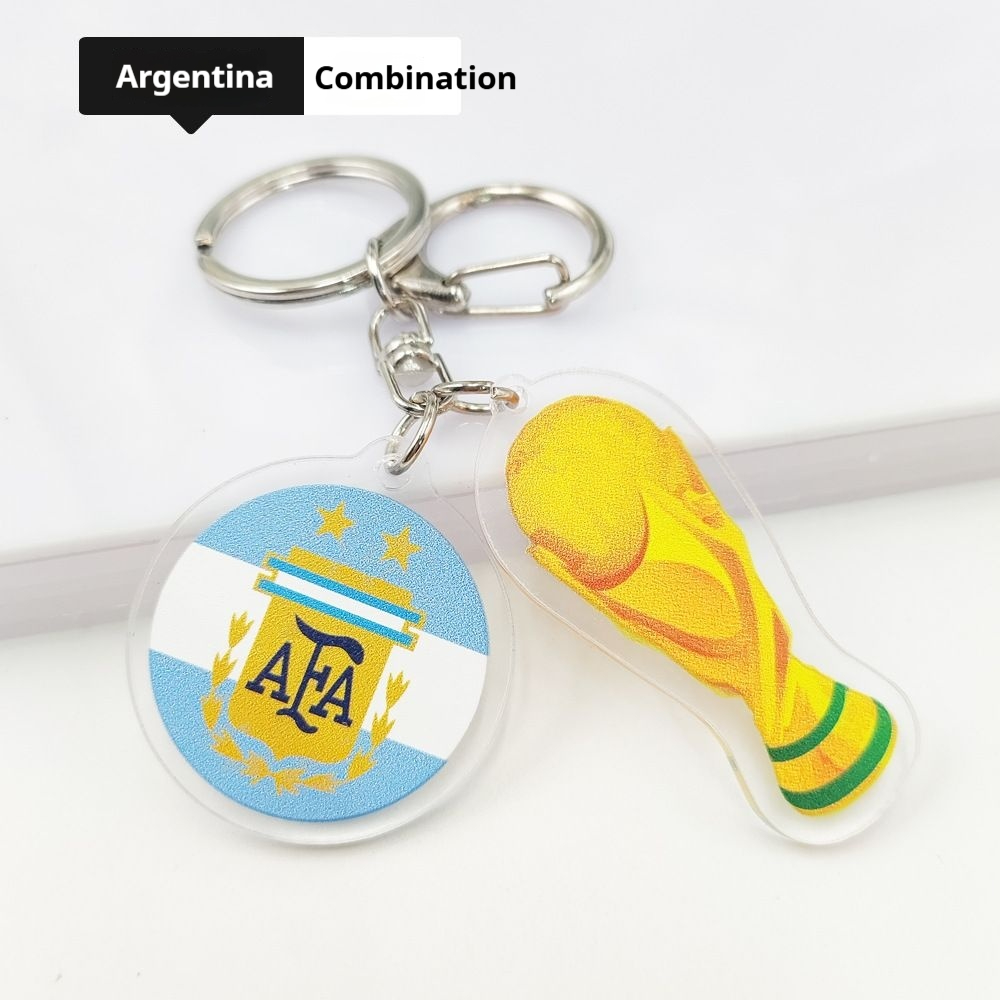 2026 Football World Cup National Flag & Trophy Acrylic Keychain Set