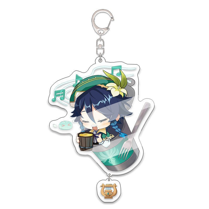 Custom Keychain UV Printed Genshin Cosplay Fan Gift Transparent Holographic Acrylic Keychain