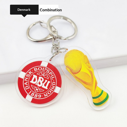 2026 Football World Cup National Flag & Trophy Acrylic Keychain Set