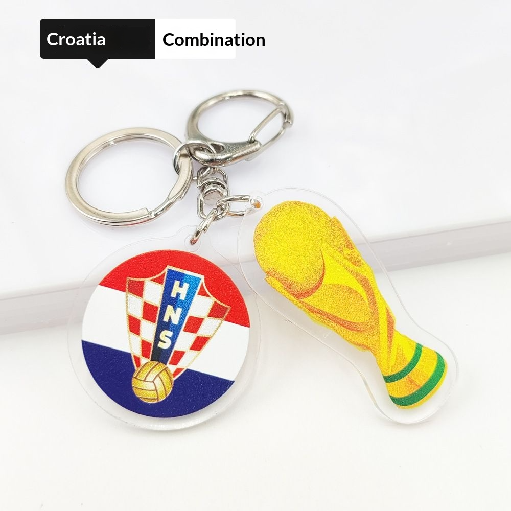2026 Football World Cup National Flag & Trophy Acrylic Keychain Set