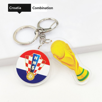 2026 Football World Cup National Flag & Trophy Acrylic Keychain Set