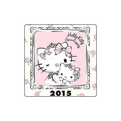 Custom Charm Cute Cartoon Kitty Cat Anniversary  Crystal Glass Soft Magnetic Refrigerator Magnet