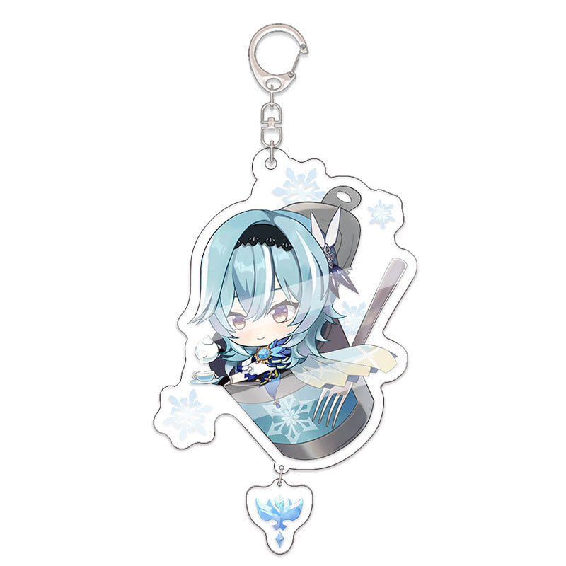Custom Keychain UV Printed Genshin Cosplay Fan Gift Transparent Holographic Acrylic Keychain