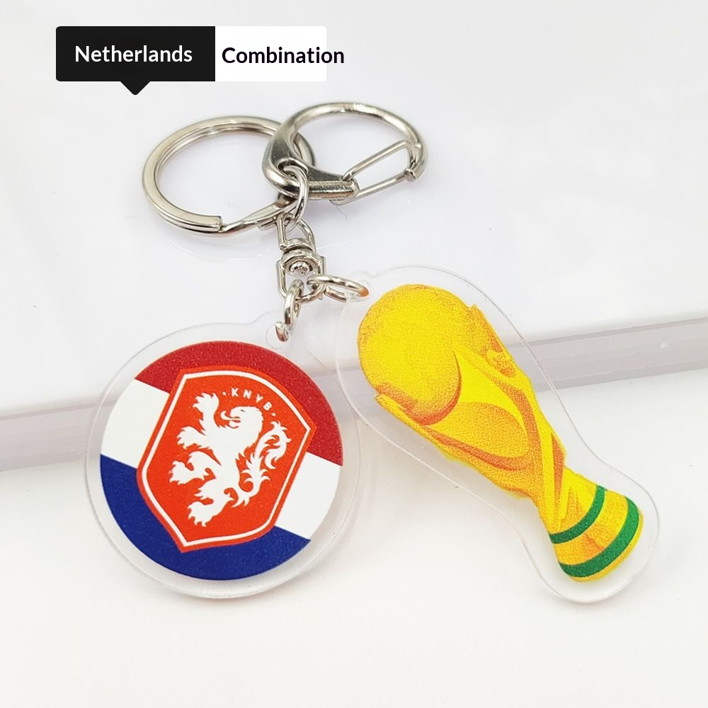 2026 Football World Cup National Flag & Trophy Acrylic Keychain Set