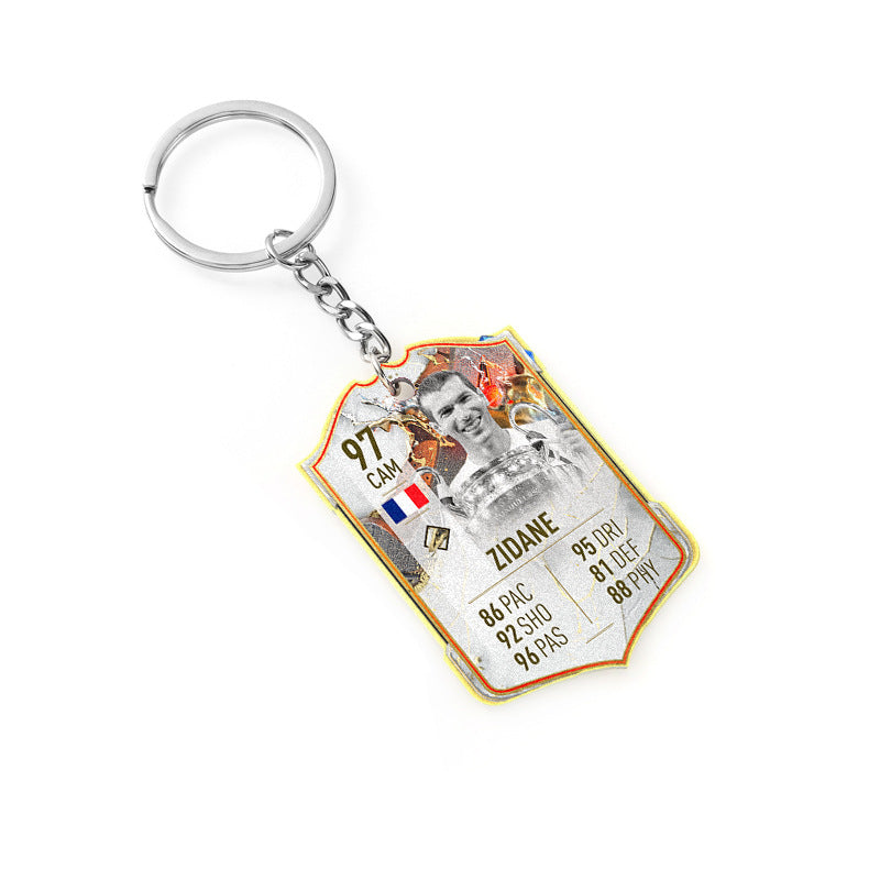 Football Player Scorecard Acrylic Keychain | UV Printed Sports Fan Collectible