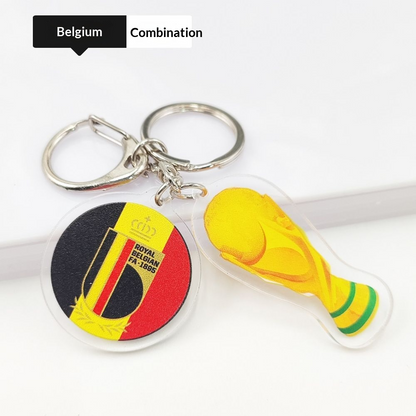 2026 Football World Cup National Flag & Trophy Acrylic Keychain Set