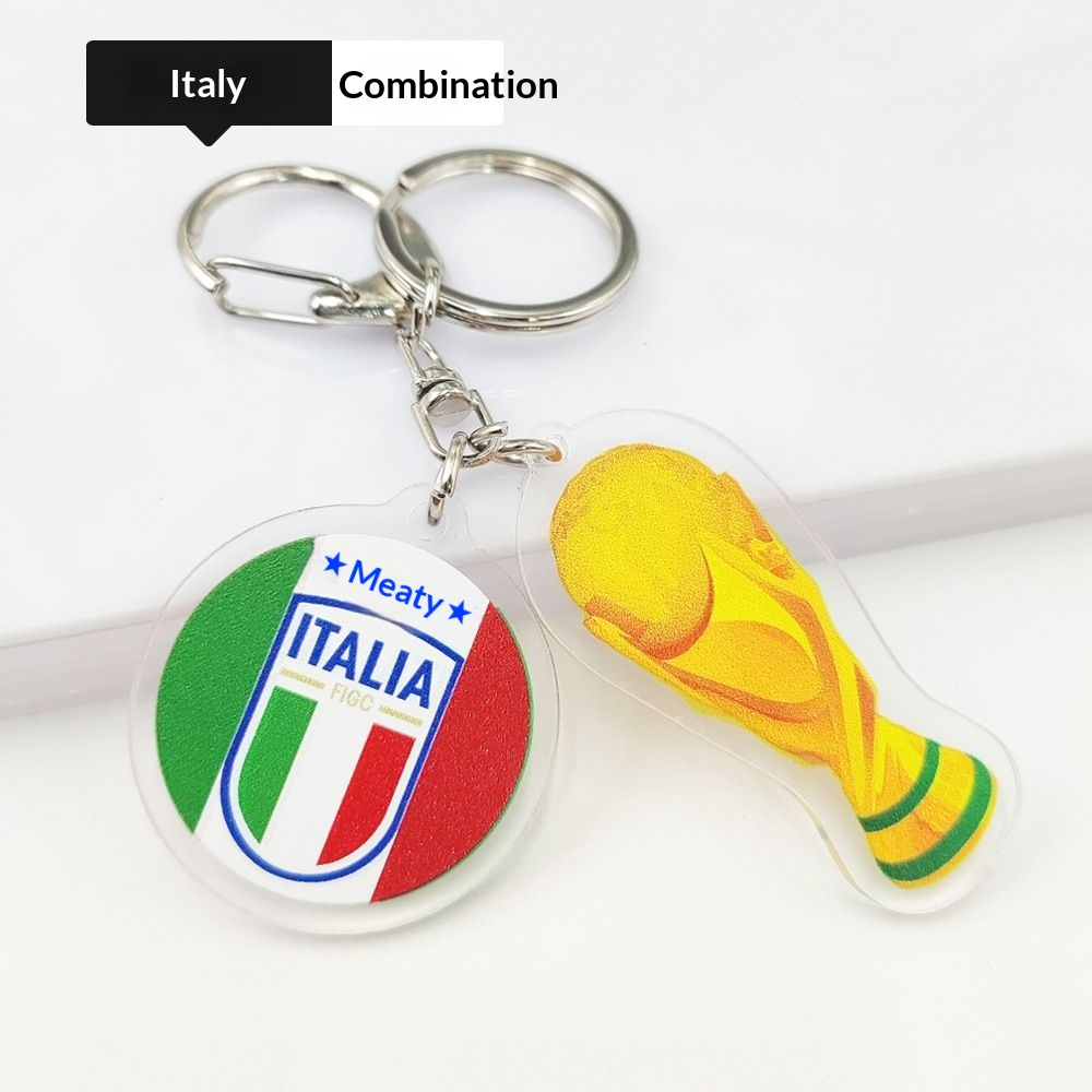 2026 Football World Cup National Flag & Trophy Acrylic Keychain Set