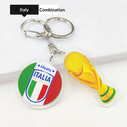 2026 Football World Cup National Flag & Trophy Acrylic Keychain Set